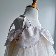 Load image into Gallery viewer, off white dress with petals on a mannequin against a plain background